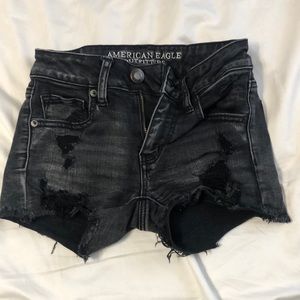 Black ripped American eagle shorts